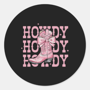 Howdy Southern Western Girl Country Rodeo Rosa Kuh Runder Aufkleber