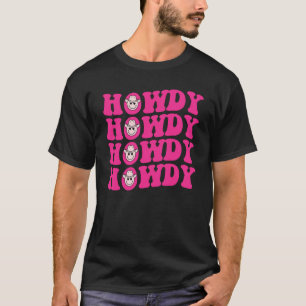 Howdy Southern Western Girl Country Rodeo Rosa Kuh T-Shirt