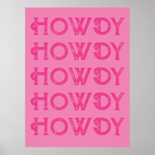 Howdy Typografy Western Wall Ranch Cabin Zuhause Poster