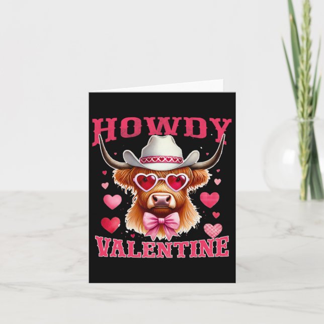 Howdy Valentine Cow Cowboy Valentine's Day Western Karte (Vorderseite)
