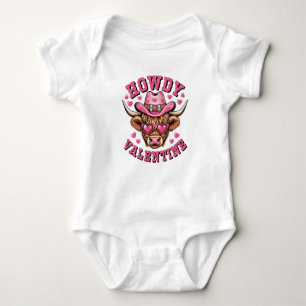 Howdy Valentine Cow Valentines Da&y Coquette Liebe Baby Strampler