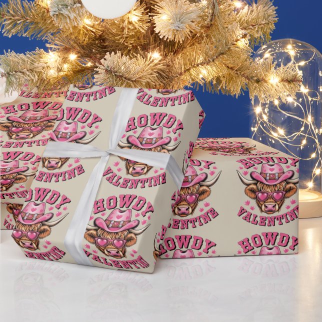 Howdy Valentine Cow Valentines Da&y Coquette Liebe Geschenkpapier (Feiertage)