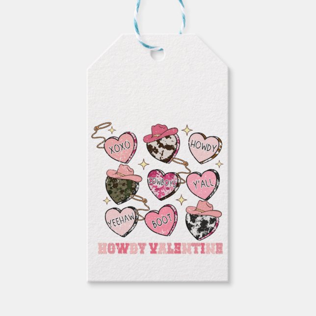 Howdy Valentine Heart Cowhide Western Geschenkanhänger (Vorderseite)