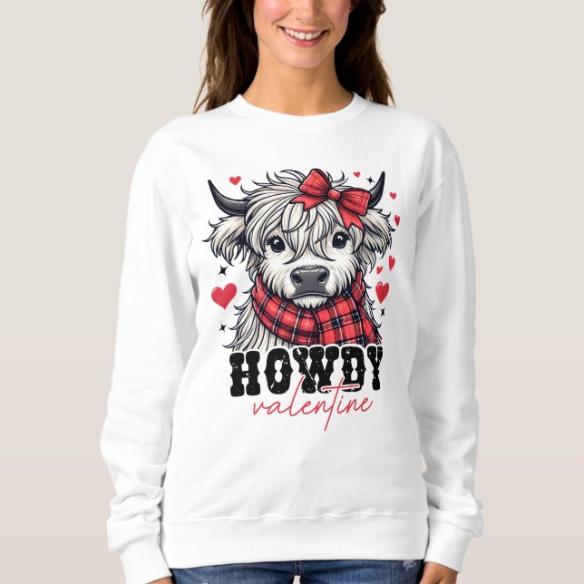Howdy Valentine Highland Cow Sweatshirt (Vorderseite)