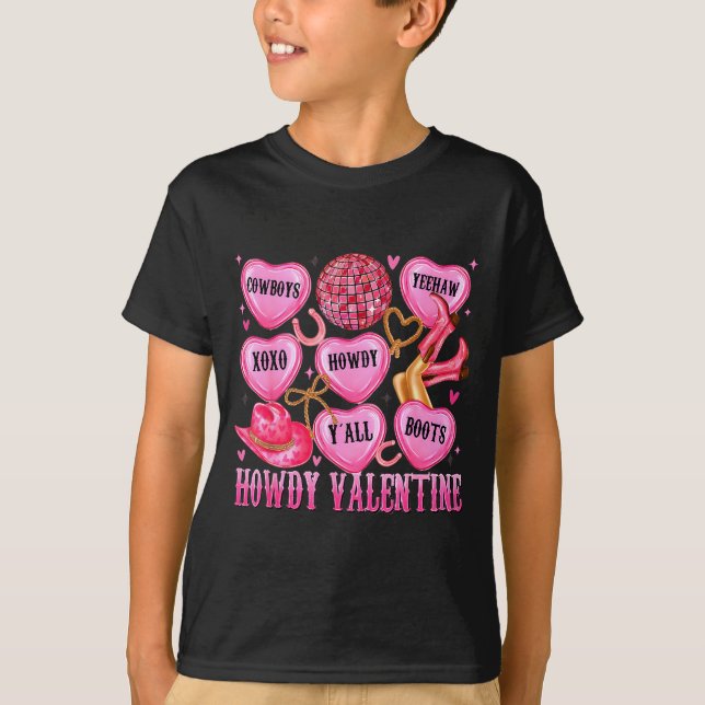 Howdy Valentine Western Cowgirl Hearts Candy Women T-Shirt (Vorderseite)