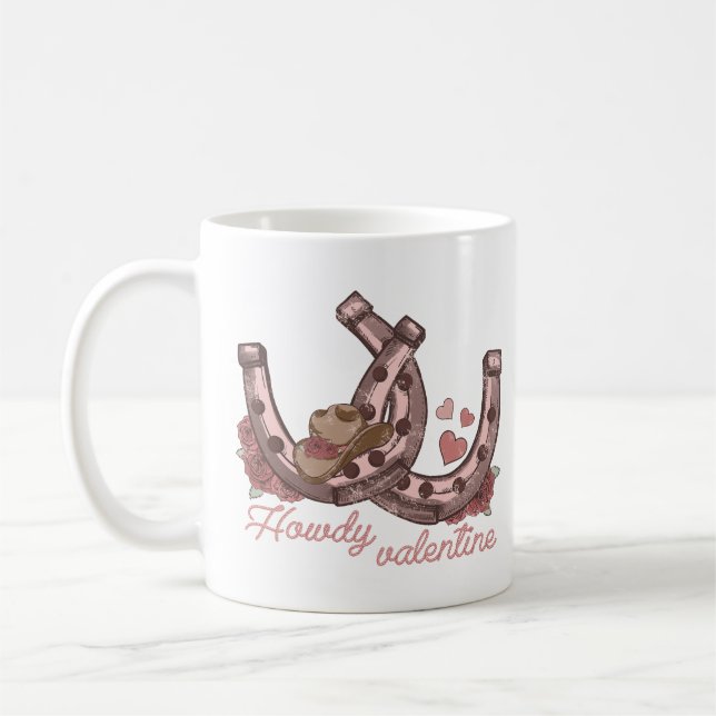 Howdy Valentine Western Horseshoes Kaffeetasse (Links)