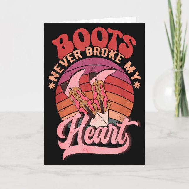 Howdy Valentines Boots Never Broke My Heart Wester Karte (Vorderseite)