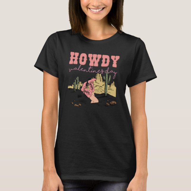 Howdy Valentines Day Retro Vintage Western T-Shirt (Vorderseite)