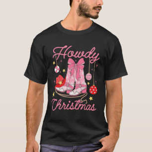 Howdy Weihnachten Western Cowgirl Stiefel Pink Xma T-Shirt