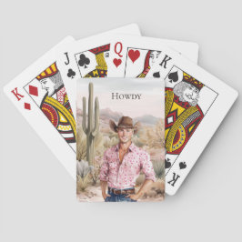 Howdy Western Cowboy in Pink auf Pferd Spielkarten