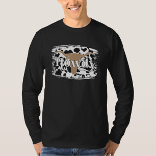 Howdy Western Cowhide Leopard Bull Skull Texas Kuh T-Shirt