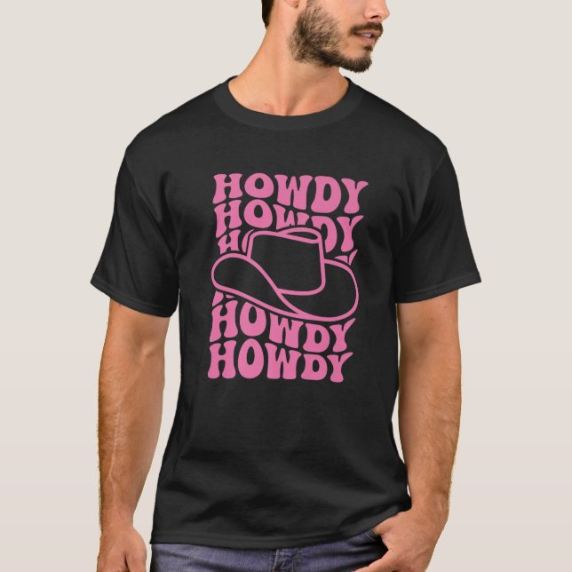 Howdy Western Rodeo Country Southern Cowgirl Vinta T-Shirt (Vorderseite)