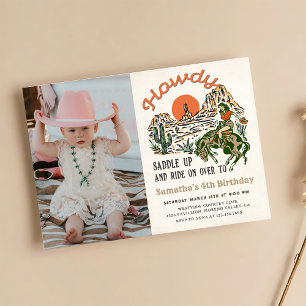 Howdy! Western Rodeo Cowboy Birthday Foto Einladung