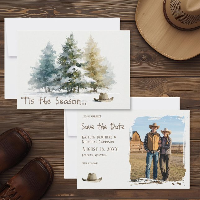 Howdy Western Rustic Watercolor Photo Save The Date (Von Creator hochgeladen)