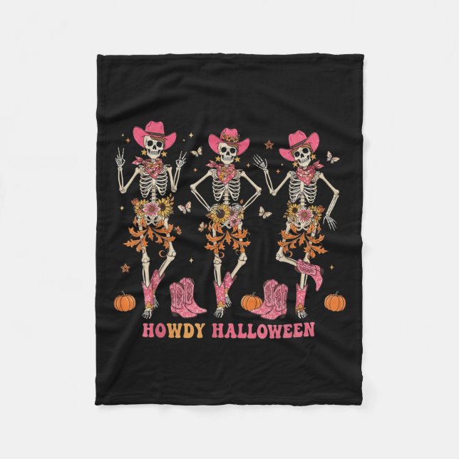Howdy Western Skeleton Cowgirls Dancing Halloween  Fleecedecke (Vorderseite)