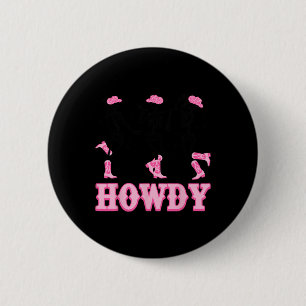 Howdy Western Skeleton Cowgirls tanzen Halloween Button