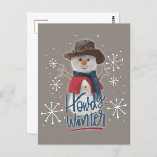 Howdy Winter Cowboy Snowman Postkarte