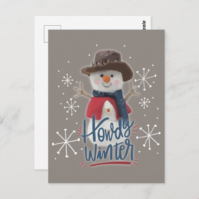 Howdy Winter Cowboy Snowman Postkarte (Vorne/Hinten)