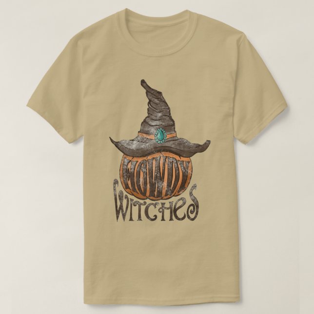 Howdy Witch Howdy Pumpkin Cowboy Hat Western Fall  T-Shirt (Design vorne)