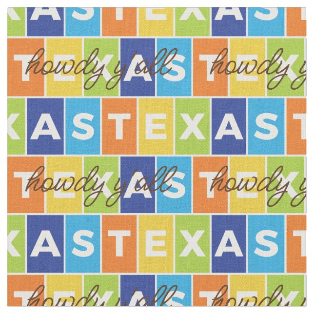 Howdy Y'all Colorful Texas Boxes Muster Stoff (Nahaufnahme)