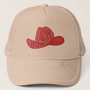 Howdy Y'all Cowboy/Cowgirl Hat Pink Artwork Truckerkappe