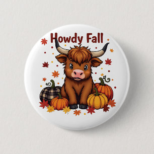 Howdy Y'all Herbst Moo Cow Daimler Pumpkin Button