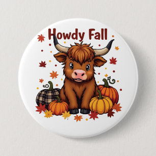 Howdy Y'all Herbst Moo Cow Daimler Pumpkin Button