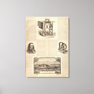 Howe nähendes Zusammenbringen mit Skizze des Leinwanddruck