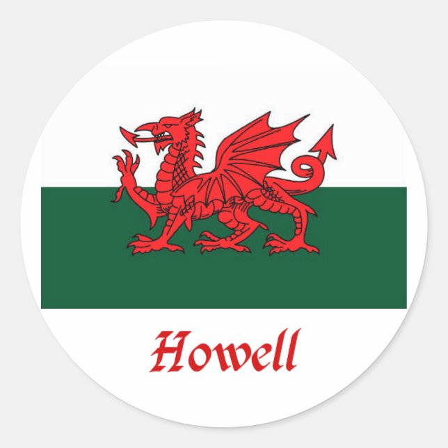 Howell Welsh Flag Runder Aufkleber (Vorderseite)