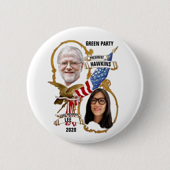 Howie Hawkins / Jia Lee 2020 Button (Vorderseite)