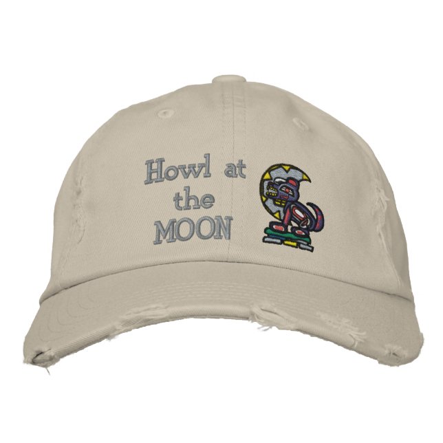 Howl auf dem MOON Bestickte Kappe (Vorderseite)