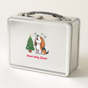 Howl-iday Cheer Beagle mit einem Weihnachtsbaumdes Metall Brotdose