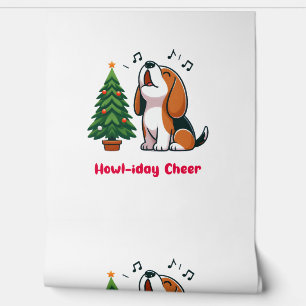 Howl-iday Cheer Beagle mit einem Weihnachtsbaumdes Tapete