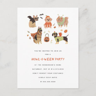 Howl-O-Ween bemalt Hunde Halloween Einladung Post Postkarte
