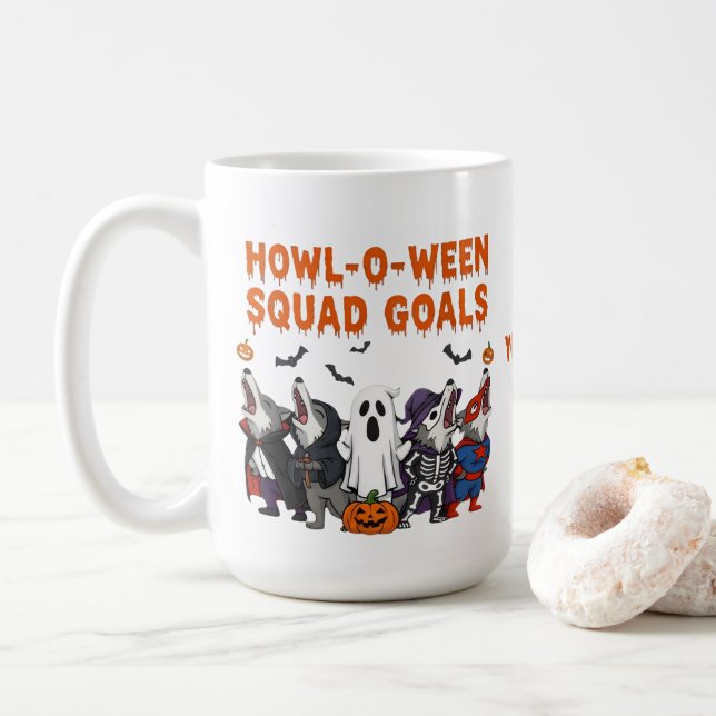 Howl-o-ween Squad Goals – Funny Halloween Kaffeetasse (Mit Donut)