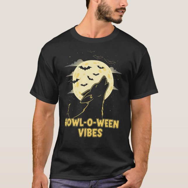 Howl-o-ween Vibes - Funny Hund Halloween T - Shirt (Vorderseite)