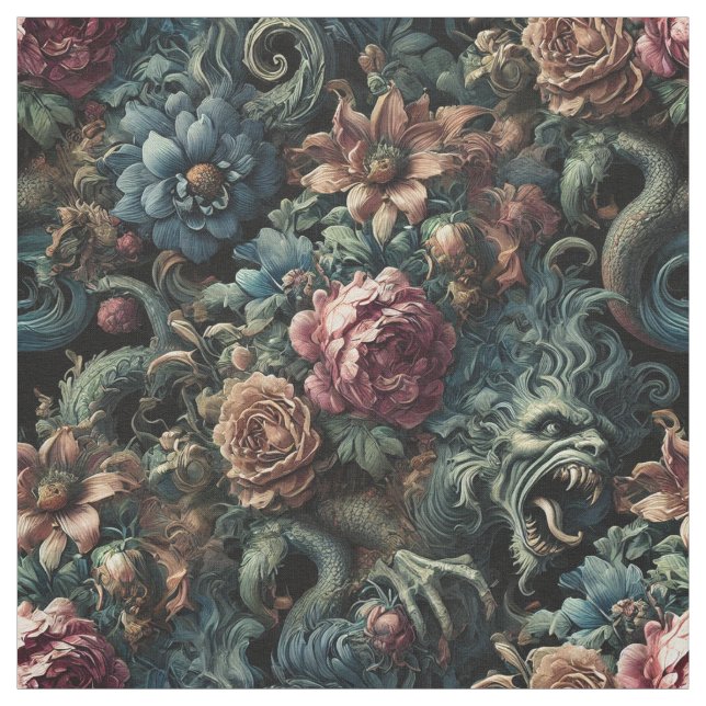 Howl of the Gilded Wild - Gothic Statement Tile Stoff (Muster)