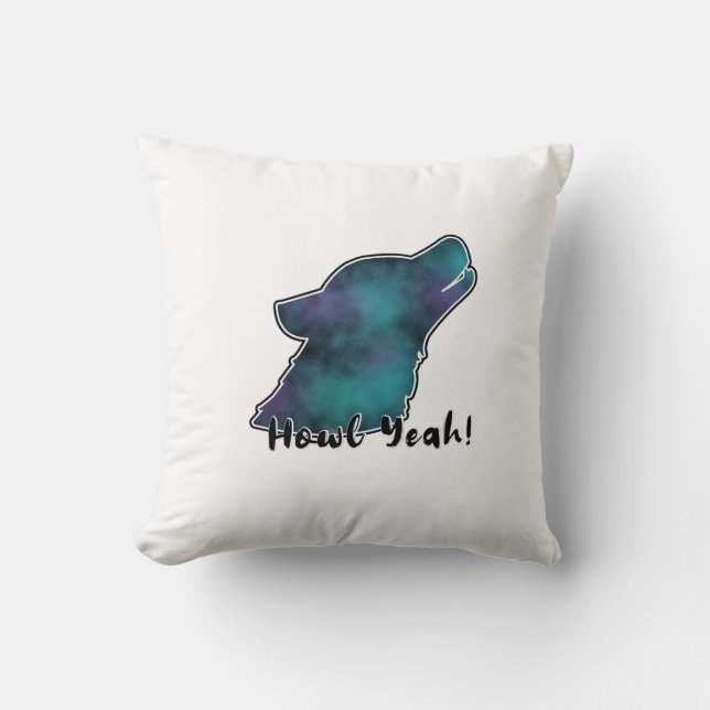 Howl Yeah! Space Galaxy Wolf Silhouette Kissen (Vorderseite)