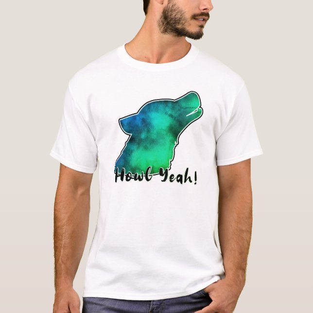 Howl Yeah! Space Galaxy Wolf Silhouette T - Shirt (Vorderseite)