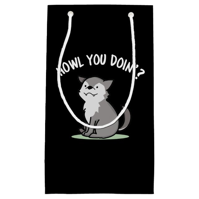 Howl You Doin Funny Baby Wolf Puck Dark BG Kleine Geschenktüte (Vorderseite)