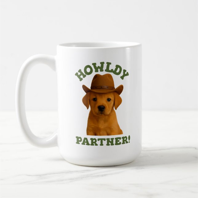 Howldy Partner Niedlich Cowboy Puppy Kaffeetasse (Links)