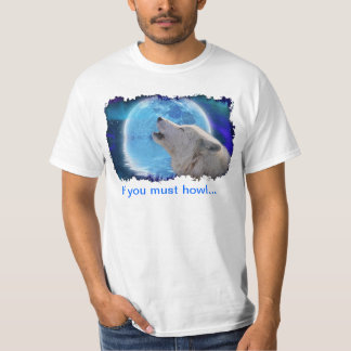 Howling Arctic Wolf & Aurora Funny Art T - Shirt