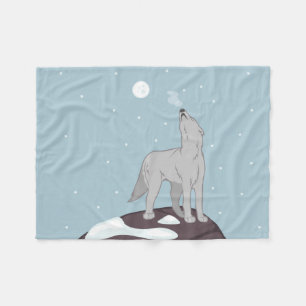 Howling Arctic Wolf Fleecedecke