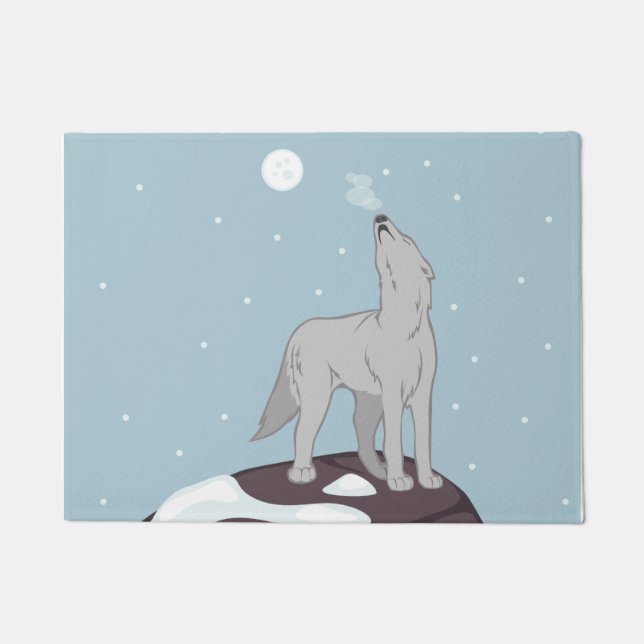 Howling Arctic Wolf Fußmatte (Vorderseite)