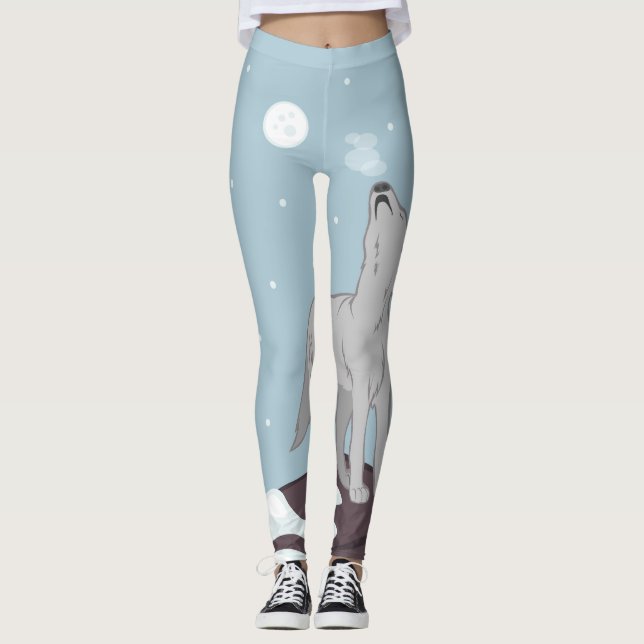 Howling Arctic Wolf Leggings (Vorderseite)