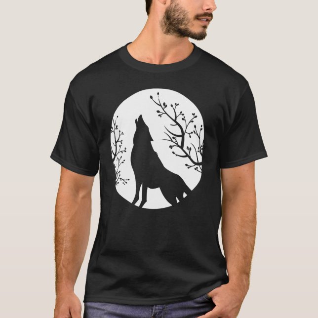 Howling At The Moon Wolves Goth Gothic Wolf 1 T-Shirt (Vorderseite)