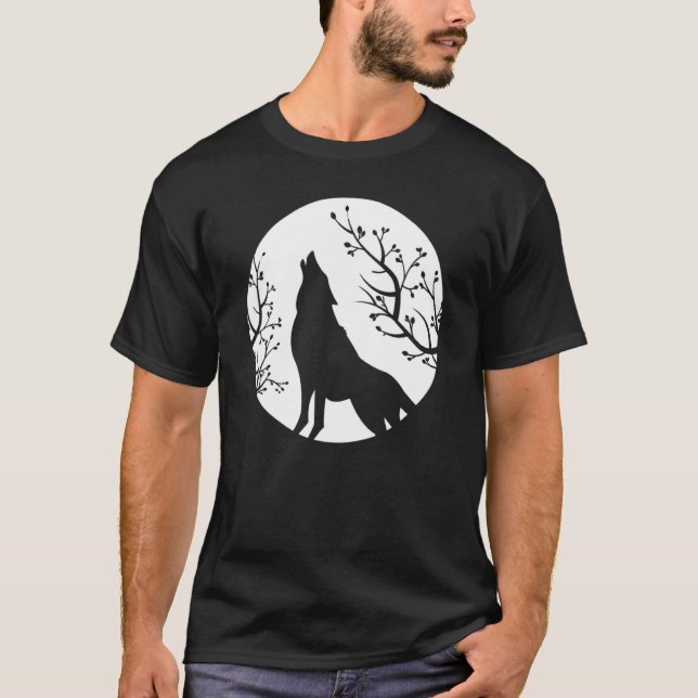 Howling At The Moon Wolves Goth Gothic Wolf 2 T-Shirt (Vorderseite)