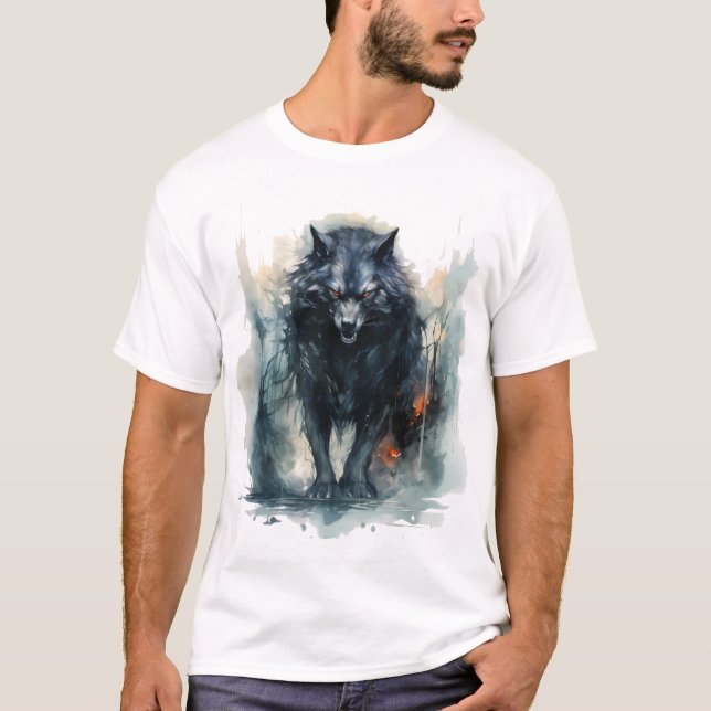 Howling auf dem Mond Werwolf T-Shirt (Vorderseite)