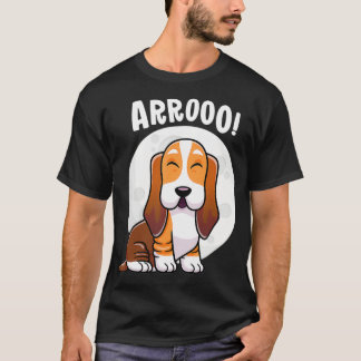Howling Basset Hound Howl Moon Kawaii T - Shirt