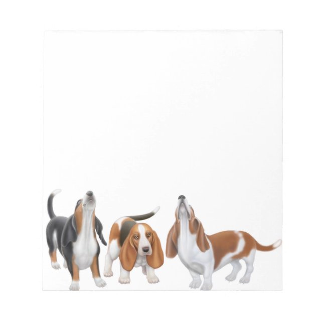 Howling Basset Hound Hunde Notepad Notizblock (Vorderseite)